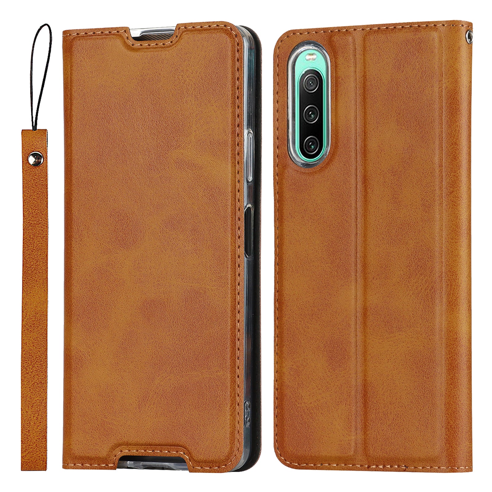 PU Leather Phone Case For Sony Xperia 10 IV 5G Calf Texture Cell Phone Cover with Card Holder Stand PU Leather Phone Case For Sony Xperia 10 IV 5G Calf Texture Cell Phone Cover with Card Holder Stand